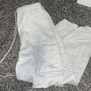 Grey joggers slits in knees